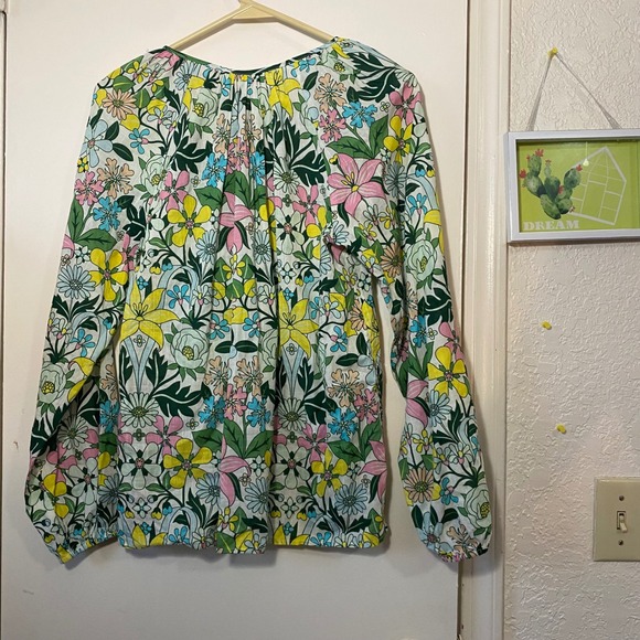 Boden Cotton Floral Peasant Blouse Tassel Long Sleeve Colorful Top Womens Sz 6 - Picture 6 of 9